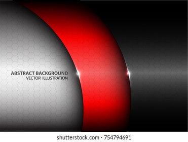 Abstract red black metal curve with hexagon mesh design modern futuristic background vector illustration.