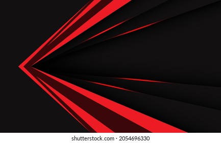 Abstract red black metallic arrow speed direction geometric design modern technology futuristic background vector illustration.