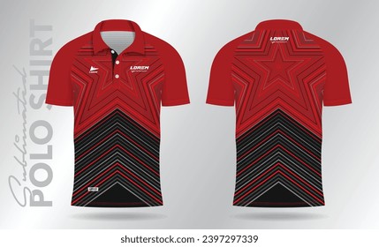 abstract red and black polo shirt mockup template design for sport uniform