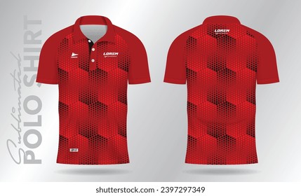 abstract red and black polo shirt mockup template design for sport uniform