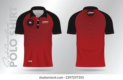 abstract red and black polo shirt mockup template design for sport uniform