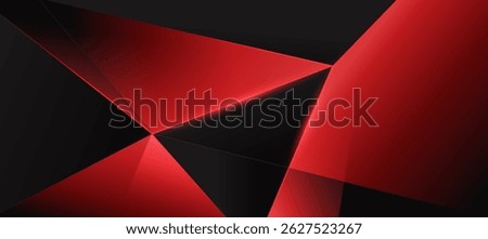Abstract red black polygon background with diagonal stripe lines. Digital banner