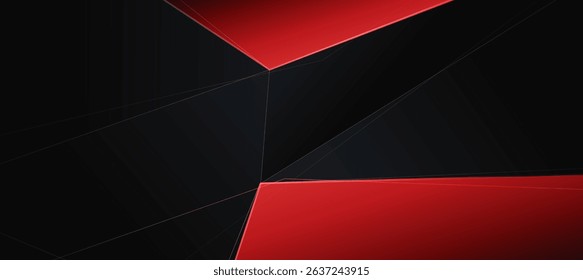 Abstract red black polygon and diagonal lines