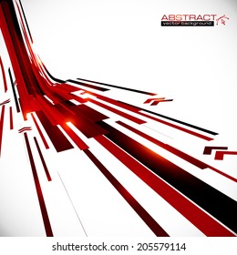 Abstract red and black shining lines vector background