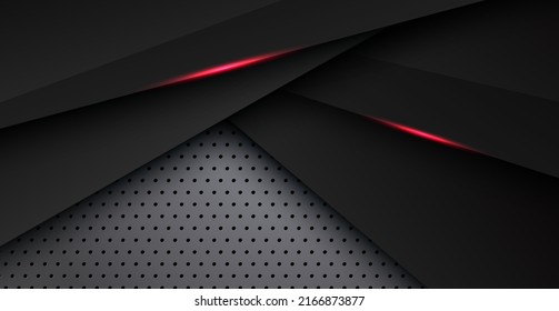 diseño de marco de espacio negro rojo abstracto diseño de triángulo tecnológico concepto de textura plateada. vector eps10