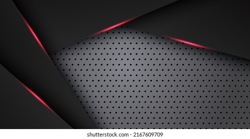 abstract red black space frame layout design tech triangle concept silver texture background. eps10 vector