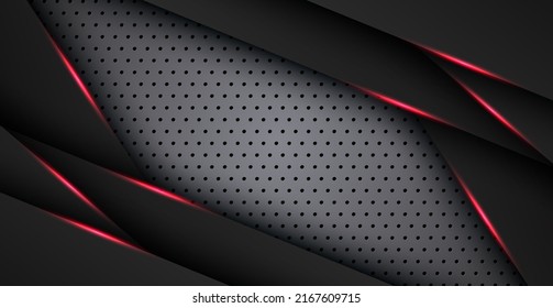 diseño de marco de espacio negro rojo abstracto diseño de triángulo tecnológico concepto de textura plateada. vector eps10
