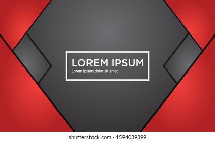 Abstract Red and Black vector background with papercut layer and shadow style for design or business usage.