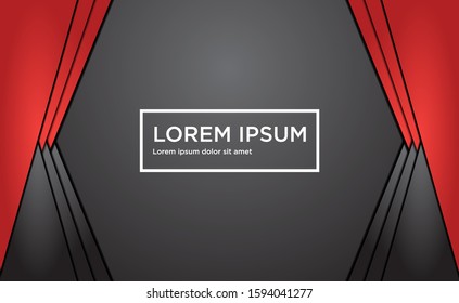 abstract red and black vector background with papercut layer and shadow style for design or business usage.