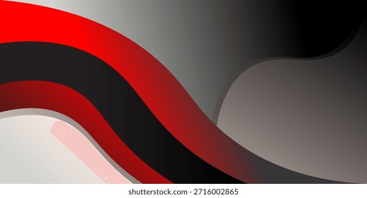 Abstrato vermelho e preto onda design. Linhas onduladas em camadas em tons de vermelho, preto e cinza.
