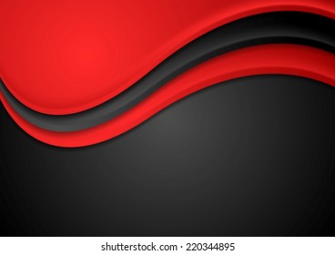 Abstract red and black wavy background. Vector design