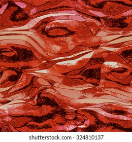 Abstract red, black and white background reminiscent of molten metal structure
