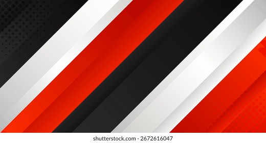 Abstractas fondo de rayas diagonales rojas, negras y blancas con semitono. Diseño de Fondo de pantalla moderno elegante para Anuncios de Web, carteles, Plantillas, anuncios de negocios, volantes, presentaciones y más