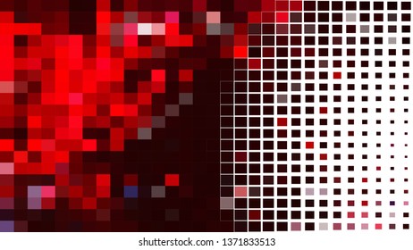 Abstract Red Black and White Square Pixel Mosaic Background