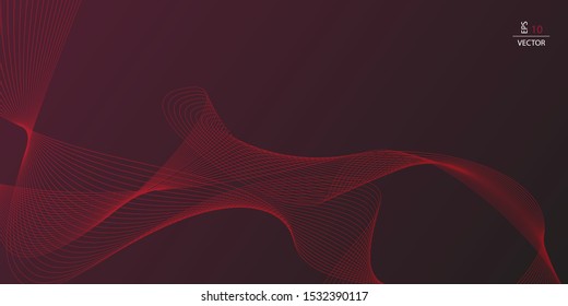 Abstract red blend lines background with gradient. Vector Illustration