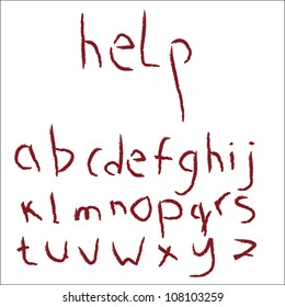 Abstract red blood alphabet. vector letters