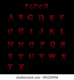 Abstract red blood alphabet. vector letters isolated