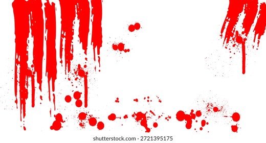 Salpicadura de sangre roja Abstractas sobre fondo blanco. Gotas de sangre Salpicaduras de Fondo de pantalla en aerosol, gotas de Vector-salpicaduras.