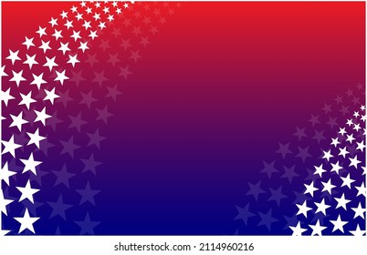 Abstract red blue American flag background with stars design template with copy space for text.
