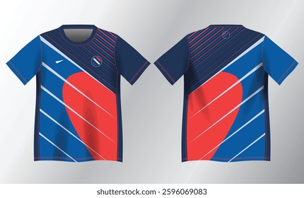 abstract red and blue background pattern for sport jersey design mockup