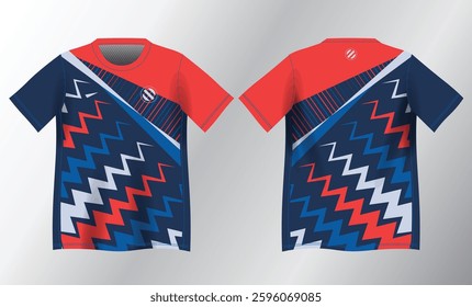 abstract red and blue background pattern for sport jersey design mockup