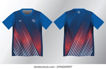 abstract red and blue background pattern for sport jersey design mockup