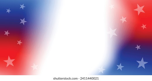 Abstract red and blue background with star and white blank space to place graphics and text, American 4th of July color concept. Vector illustration.