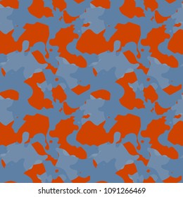 Abstract red and blue background as UFO camouflage. Seamless repeat bright pattern usable as urban camo, wallpaper, backdrop or for print for textile or wrapping paper
