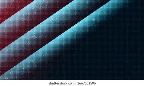 Resumen del microchip de circuito rojo y azul en el fondo de la tecnología,Diseño de conceptos de alta tecnología y seguridad,Espacio libre para texto en el puesto,Ilustración vectorial.