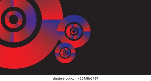 Abstract Red and Blue Circular Design on a Black Background