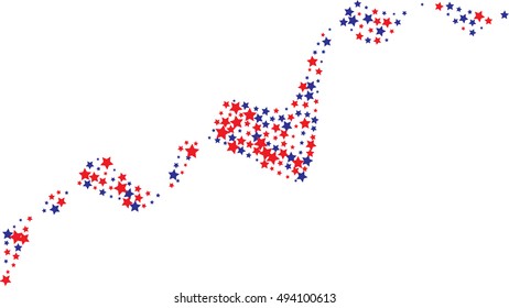 Abstract red and blue color star Trail on white, Design Element