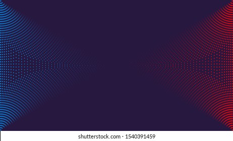 Abstract red blue dots particles grid technology background
