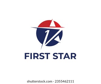 Abstract Red Blue First Star Logo Design Template