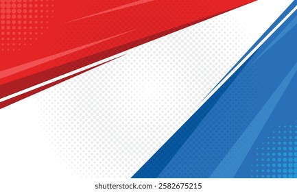 Abstract red and blue geometric border modern background