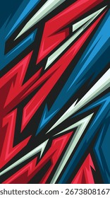 Abstractas diseño de jersey de rayas geométricas rojas y azules
