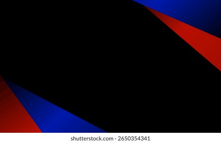 Abstract red and blue gradient geometric diagonal layer on black background with copy space for text. Vector illustration