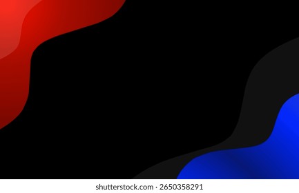 Abstract red and blue gradient geometric diagonal overlapping on black background with copy space for text. Vector illustration