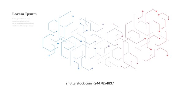 abstract red blue hexagon. geometric texture background. scientific technology. network concept.