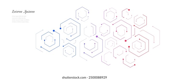 abstract red blue hexagon. geometric texture background. scientific technology. network concept.