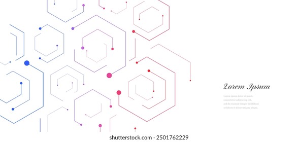 abstract red blue hexagon. geometric texture background. scientific technology. network concept.