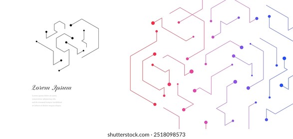 abstract red blue hexagon. geometric circuit texture background. scientific technology. network concept.