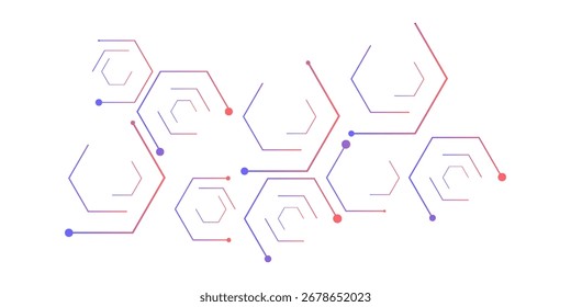 hexágono azul vermelho abstrato. fundo de textura geométrica. tecnologia científica. conceito de rede.