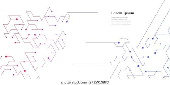 abstract red blue hexagon. geometric circuit texture background. scientific technology. network concept.