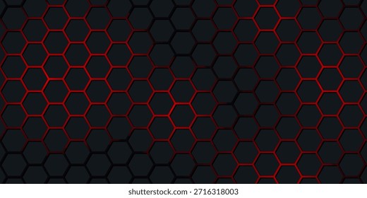 Abstract Red And Blue Hexagon Pattern On Black Background