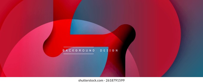 Abstract red, blue layers create dynamic composition. Smooth gradients, flowing shapes suggest modern design elements. Minimalist aesthetic.