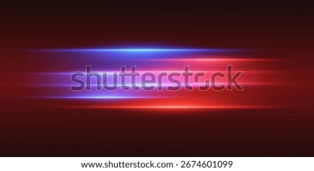 Abstract red and blue light lines. Vector illustration