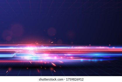 Abstract red and blue lights speed background