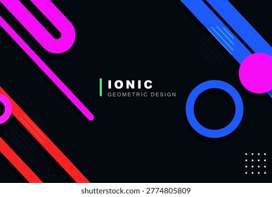 Abstract Red And Blue lines With Cyan Diagonal Geometric Shapes On Dark Background Vector Art