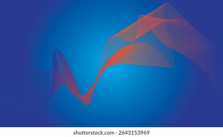 Abstract Red and Blue Mesh Wave on Smooth Blue Gradient Background