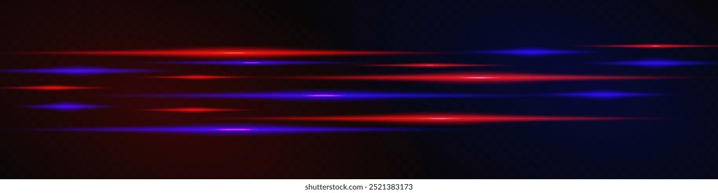 Abstractas rayas de luz de neón rojo y azul en capas diagonalmente sobre un fondo oscuro, creando un efecto visual dinámico y futurista.